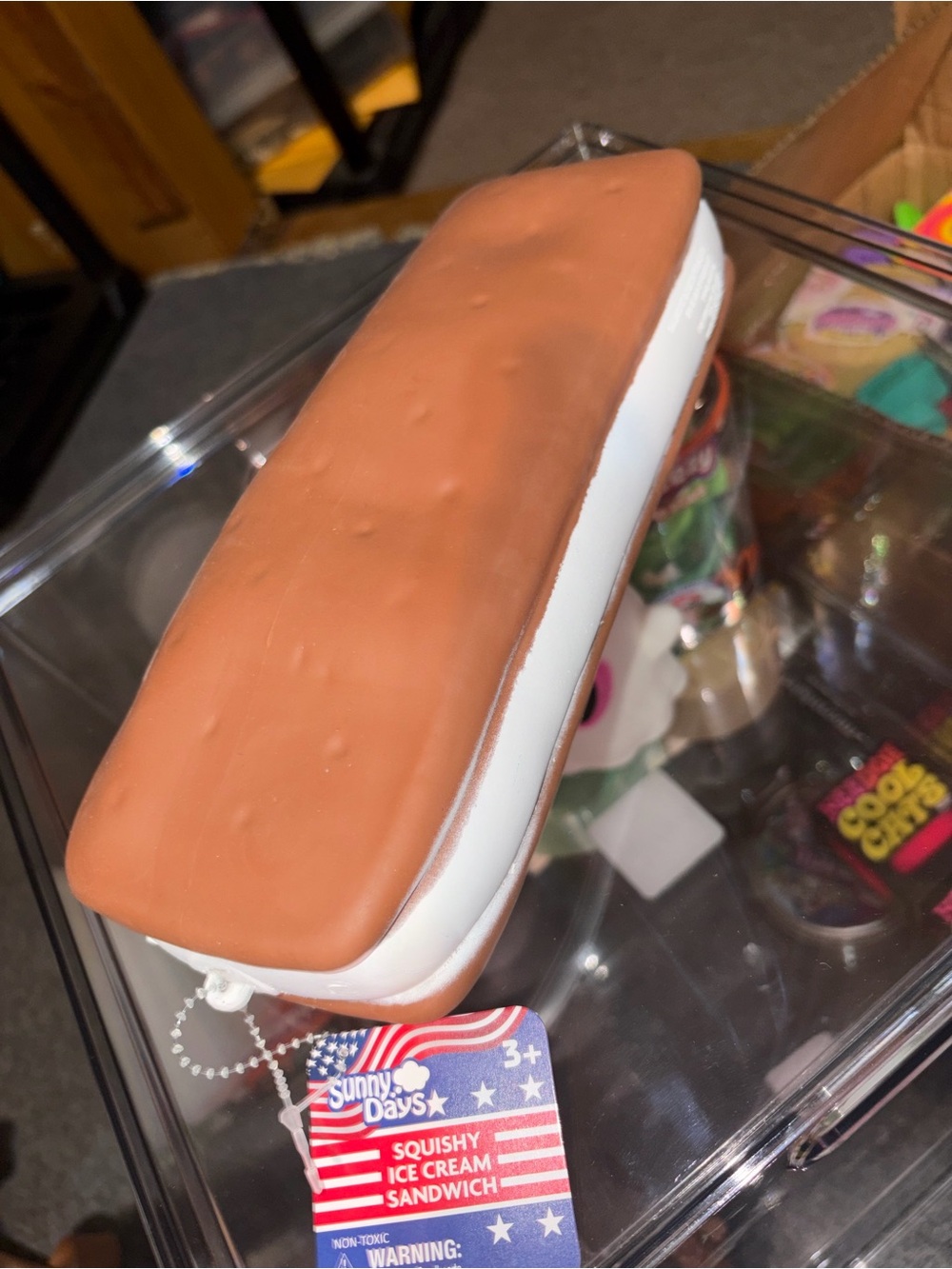 Sunny Days Kids Squishy Ice Cream Sandwich Toy - Brown & White